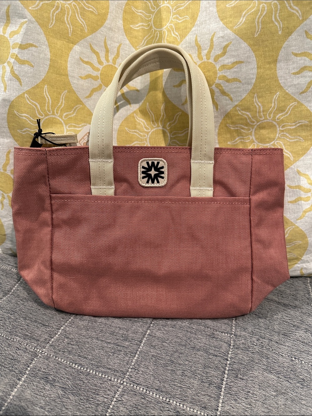 Mini Tote Bag in Dusty Rose with Cream Handles-NWT